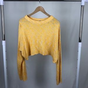 Yellow Light Knit Loose Fit Crop Sweater